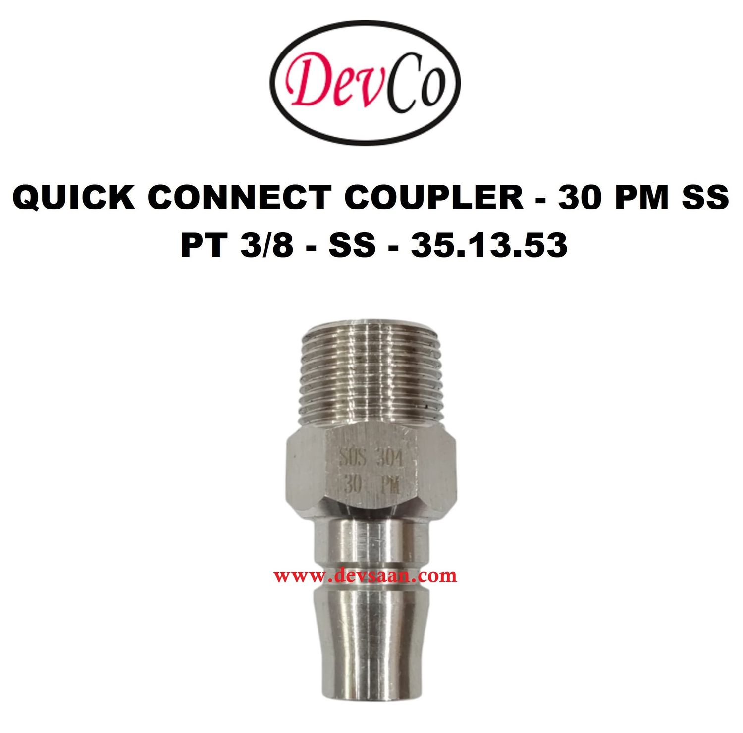30 PM SS Quick Connect Coupler - PT 3/8