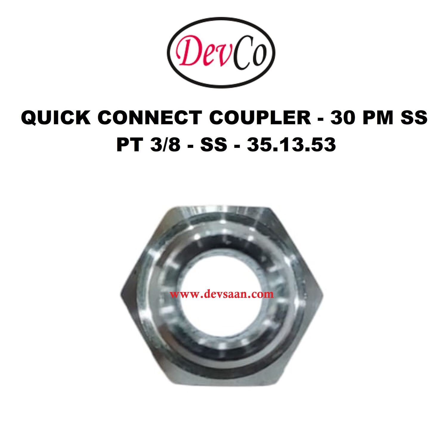 30 PM SS Quick Connect Coupler - PT 3/8