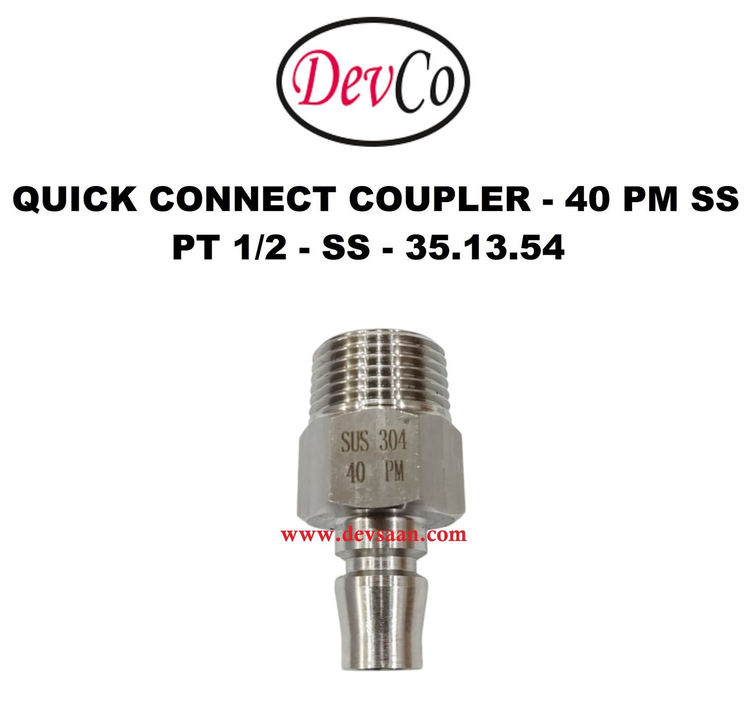 40 PM SS Quick Connect Coupler - PT 1/2
