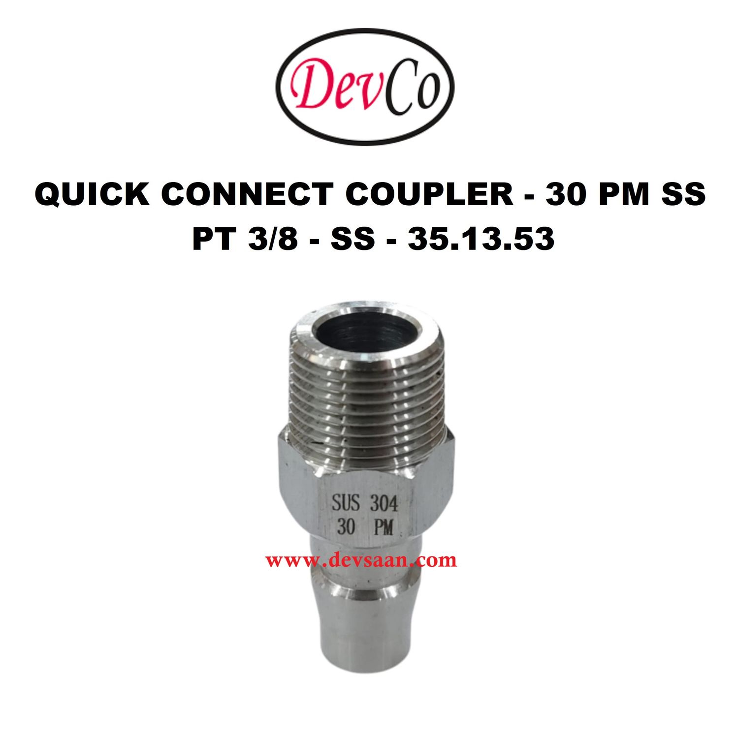 30 PM SS Quick Connect Coupler - PT 3/8