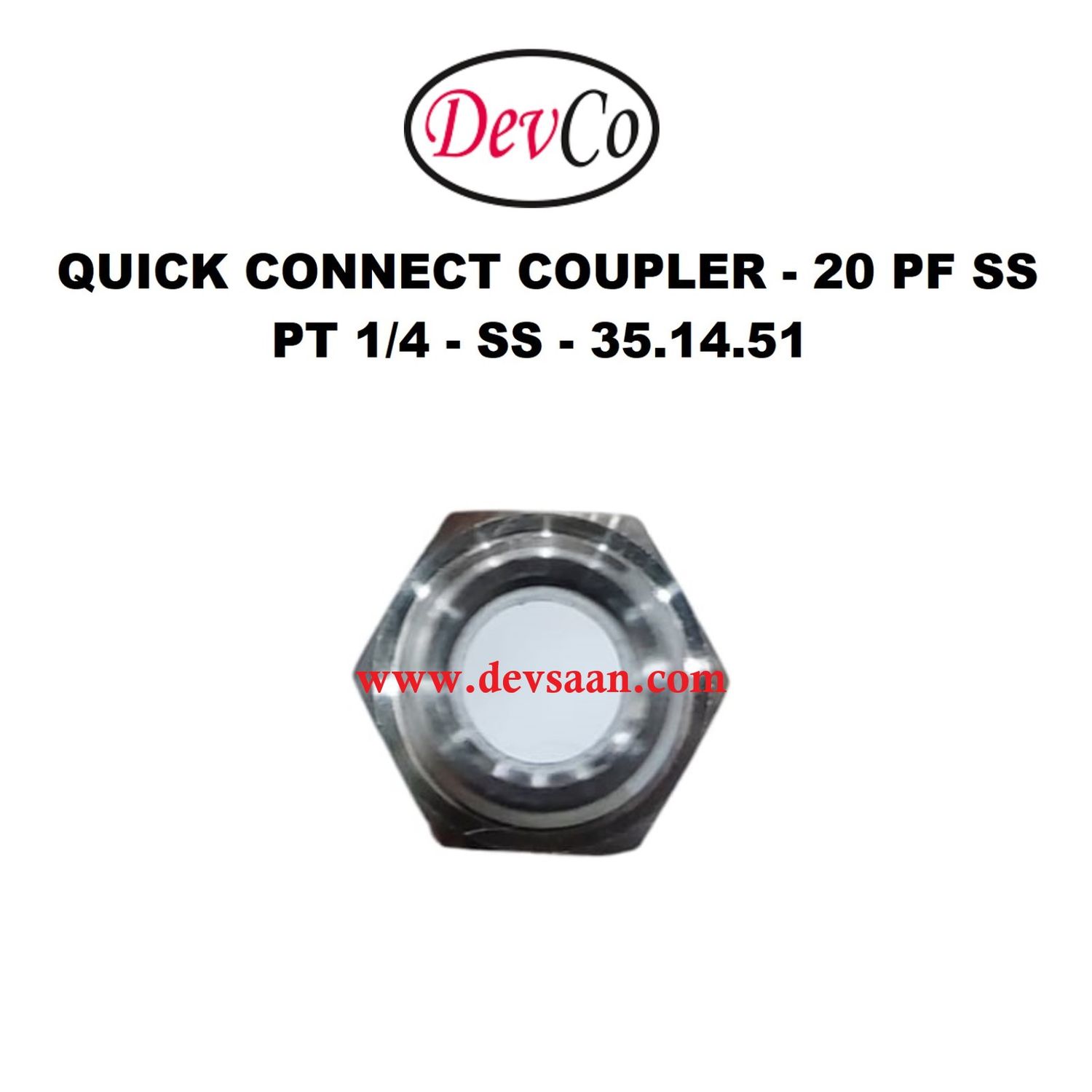 20 PF SS Quick Connect Coupler - PT 1/4