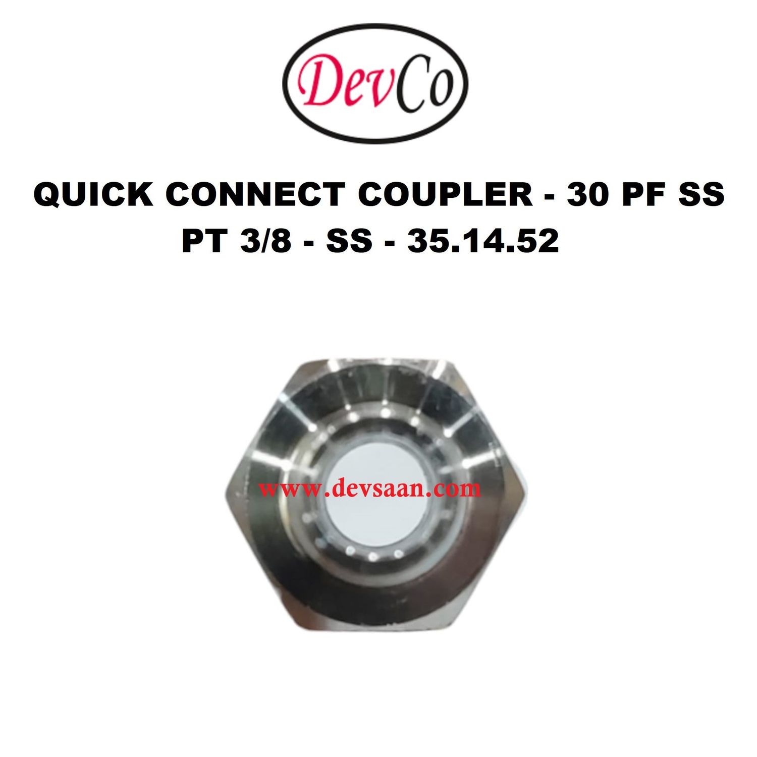 30 PF SS Quick Connect Coupler - PT 3/8