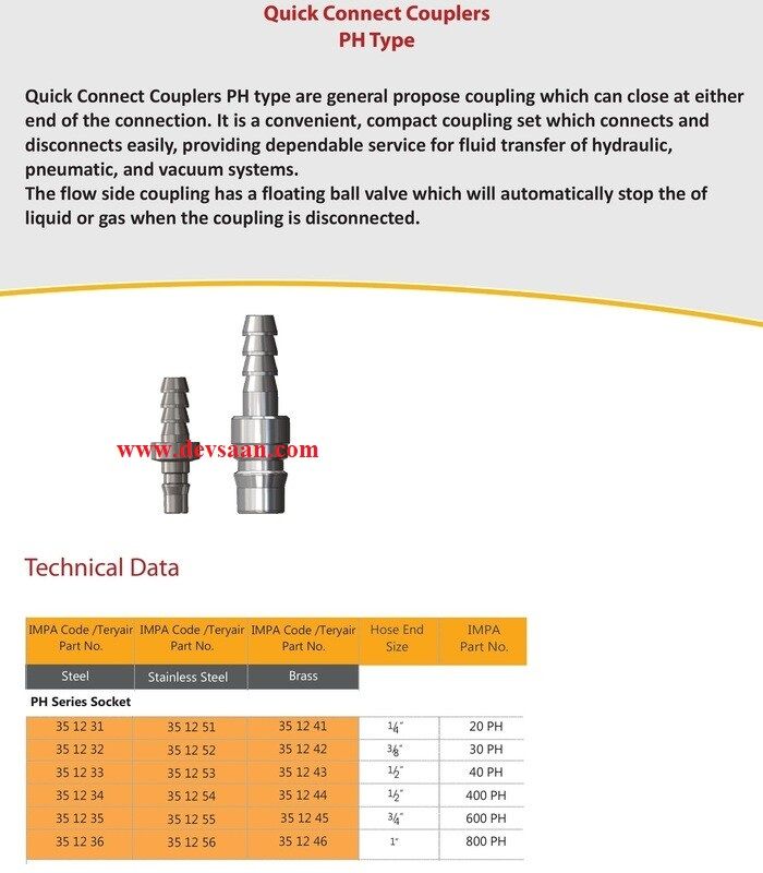 20 PH S Quick Connect Coupler - PT 1/4