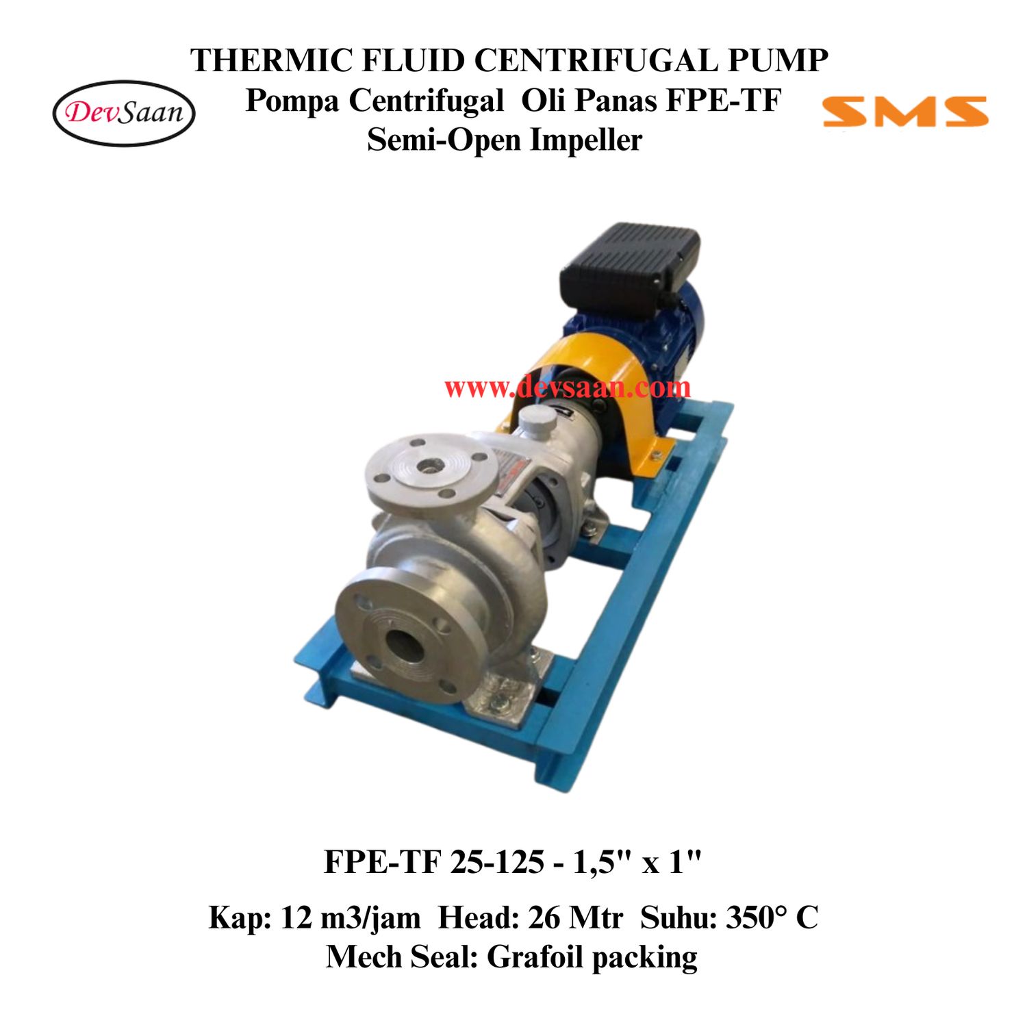Thermic Fluid Pump FPE-TF 25-125 Pompa Sentrifugal Oli Panas (Complete Set) 2pole