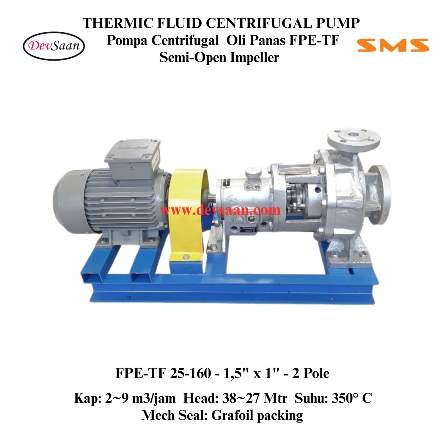 Thermic Fluid Pump FPE-TF 25-160 Pompa Sentrifugal Oli Panas (Complete Set) 2pole