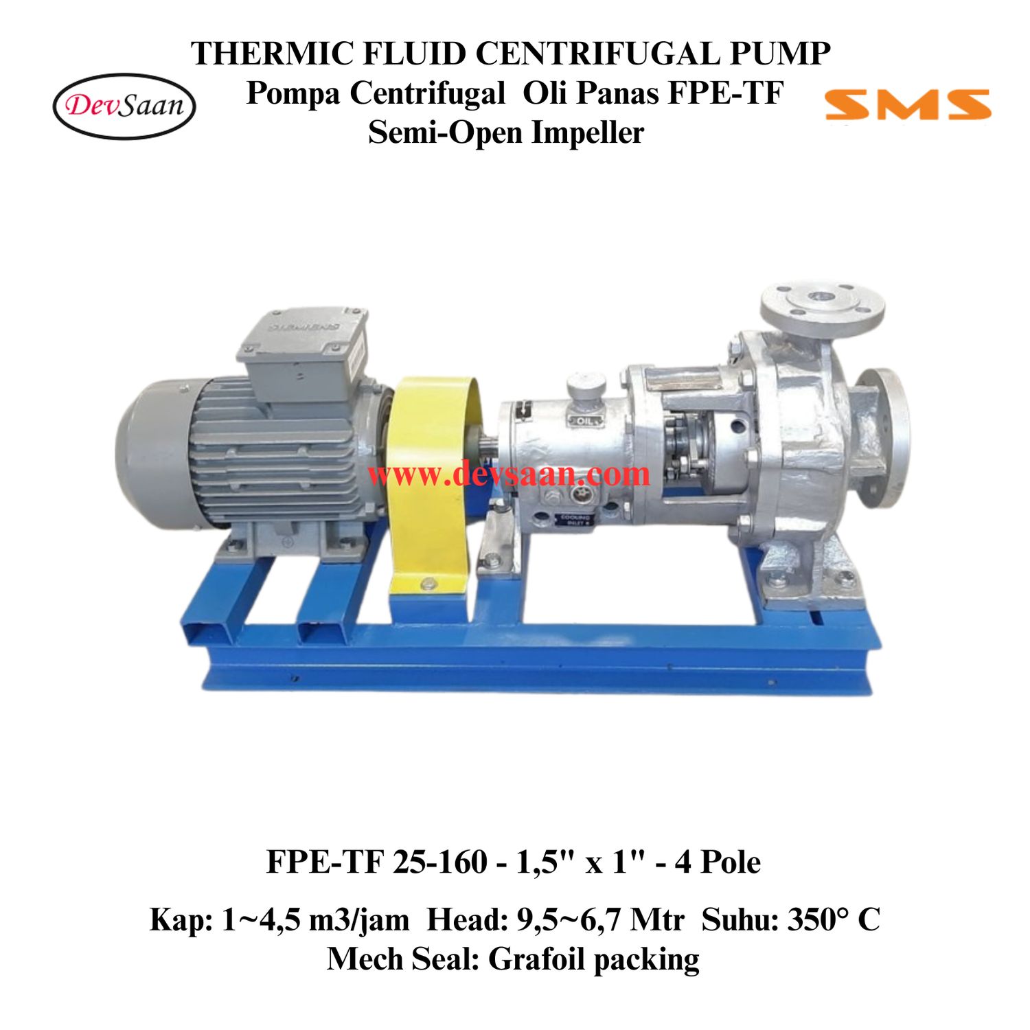 Thermic Fluid Pump FPE-TF 25-160 Pompa Sentrifugal Oli Panas (Complete Set) 4pole