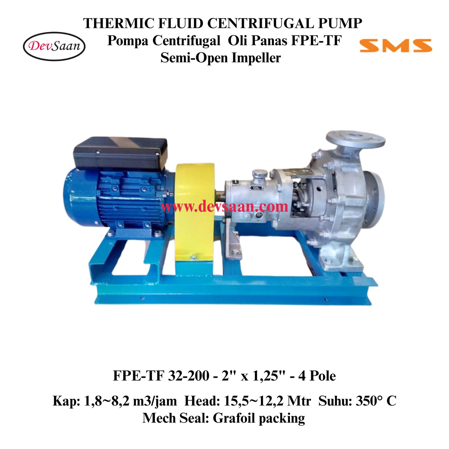 Thermic Fluid Pump FPE-TF 32-200 Pompa Sentrifugal Oli Panas (Complete Set) 4pole