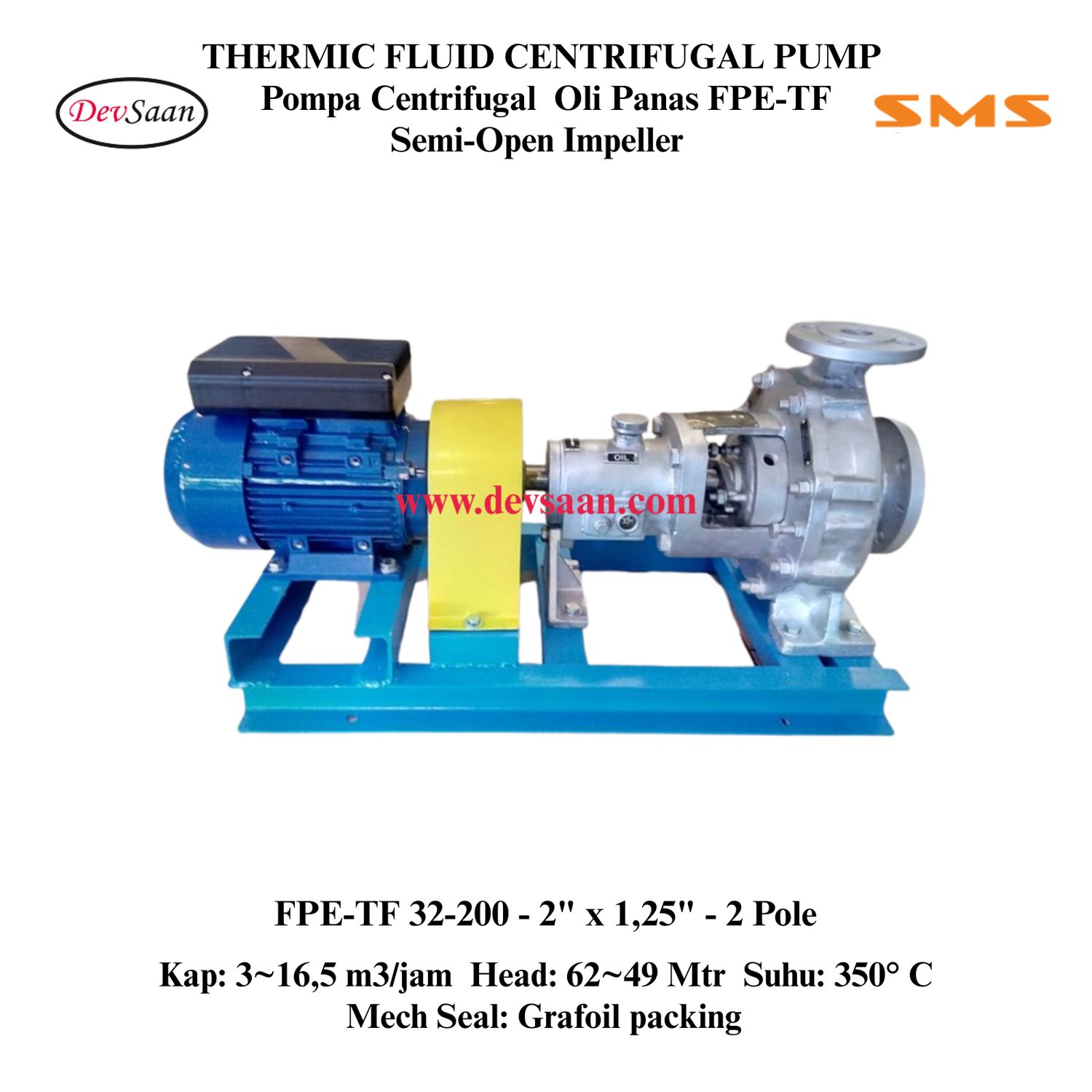 Thermic Fluid Pump FPE-TF 32-200 Pompa Sentrifugal Oli Panas (Complete Set) 2pole