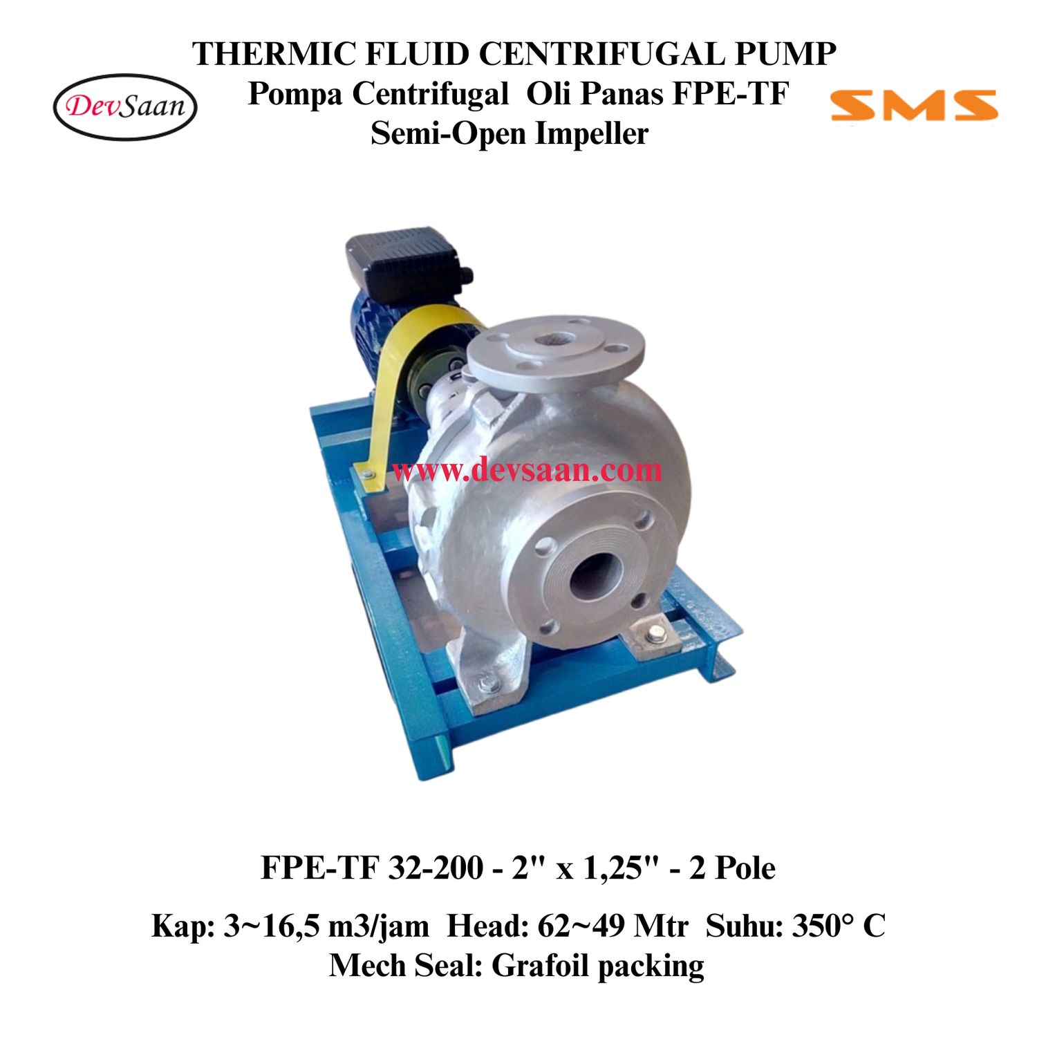 Thermic Fluid Pump FPE-TF 32-200 Pompa Sentrifugal Oli Panas (Complete Set) 2pole