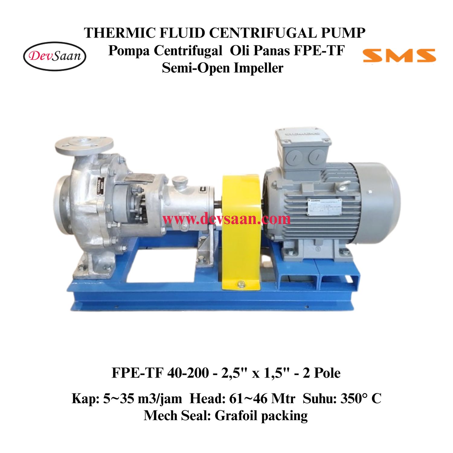 Thermic Fluid Pump FPE-TF 40-200 Pompa Sentrifugal Oli Panas (Complete Set) 2pole