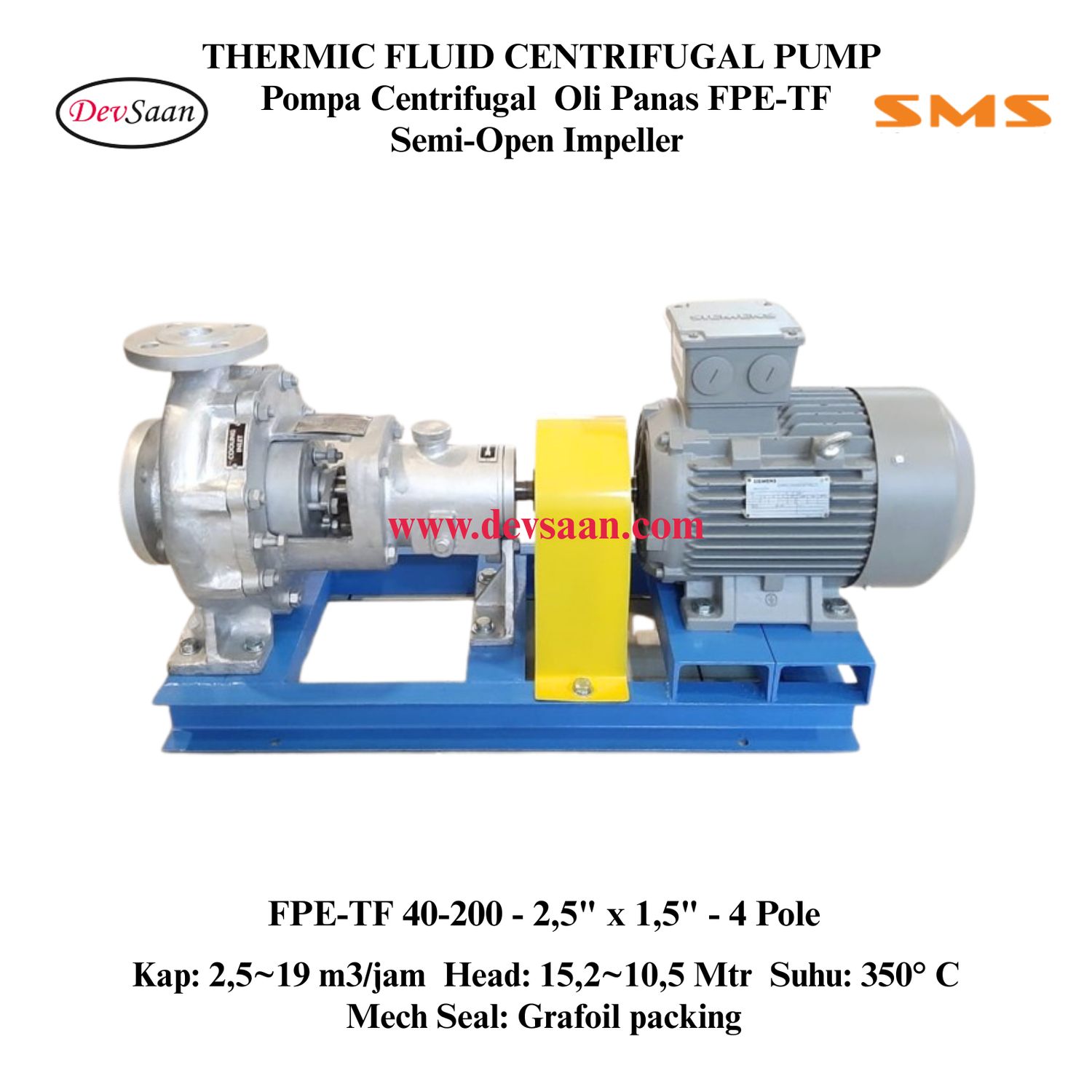 Thermic Fluid Pump FPE-TF 40-200 Pompa Sentrifugal Oli Panas (Complete Set) 4pole