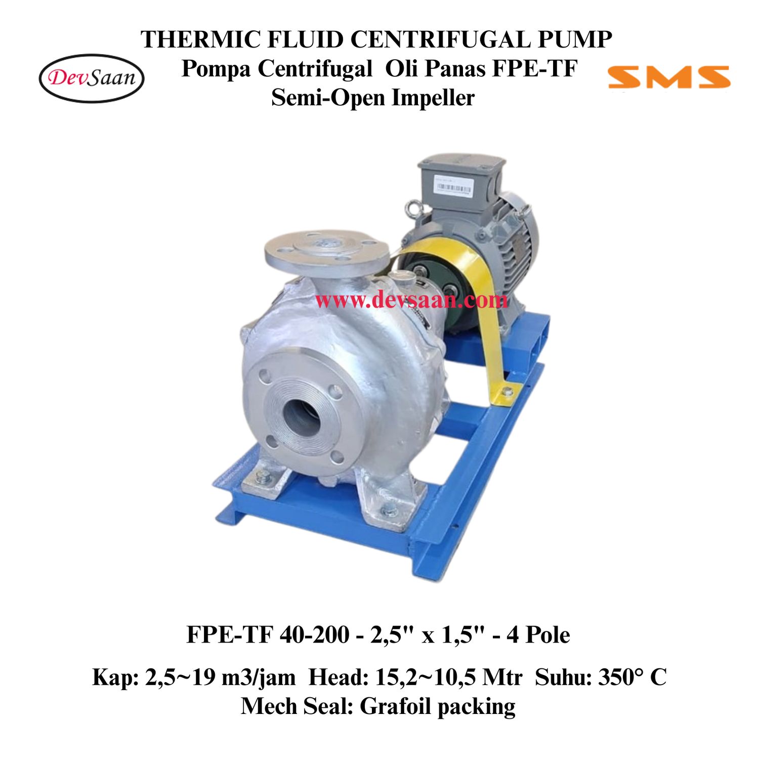 Thermic Fluid Pump FPE-TF 40-200 Pompa Sentrifugal Oli Panas (Complete Set) 4pole