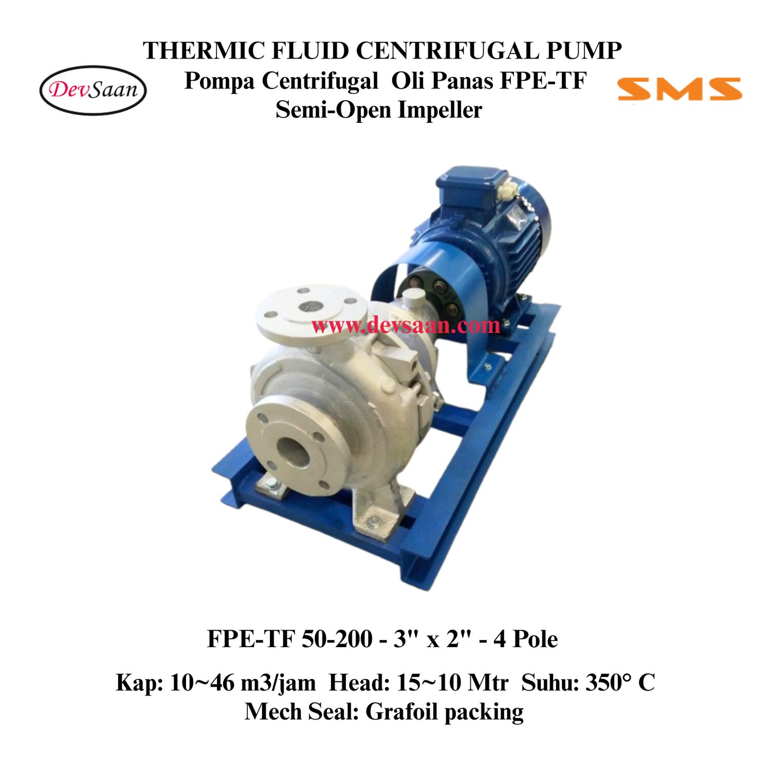 Thermic Fluid Pump FPE-TF 50-200 Pompa Sentrifugal Oli Panas (Complete Set) 4pole