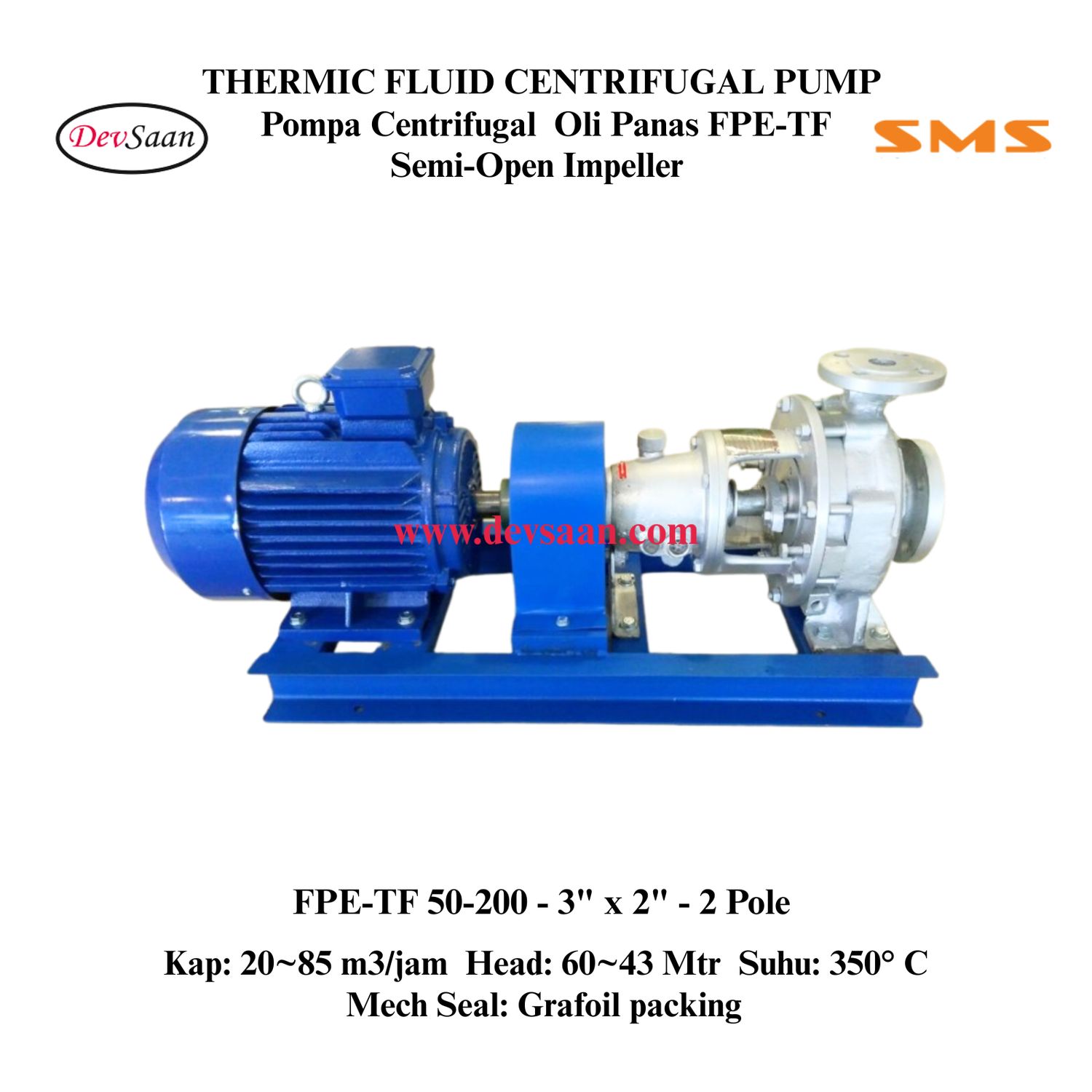 Thermic Fluid Pump FPE-TF 50-200 Pompa Sentrifugal Oli Panas (Complete Set) 2pole