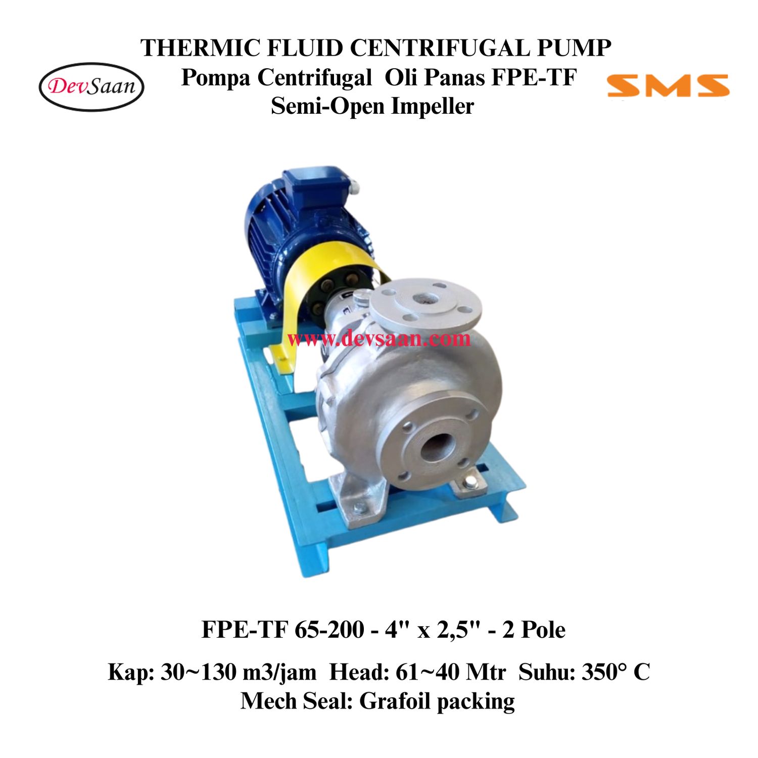 Thermic Fluid Pump FPE-TF 65-200 Pompa Sentrifugal Oli Panas (Complete Set) 2pole