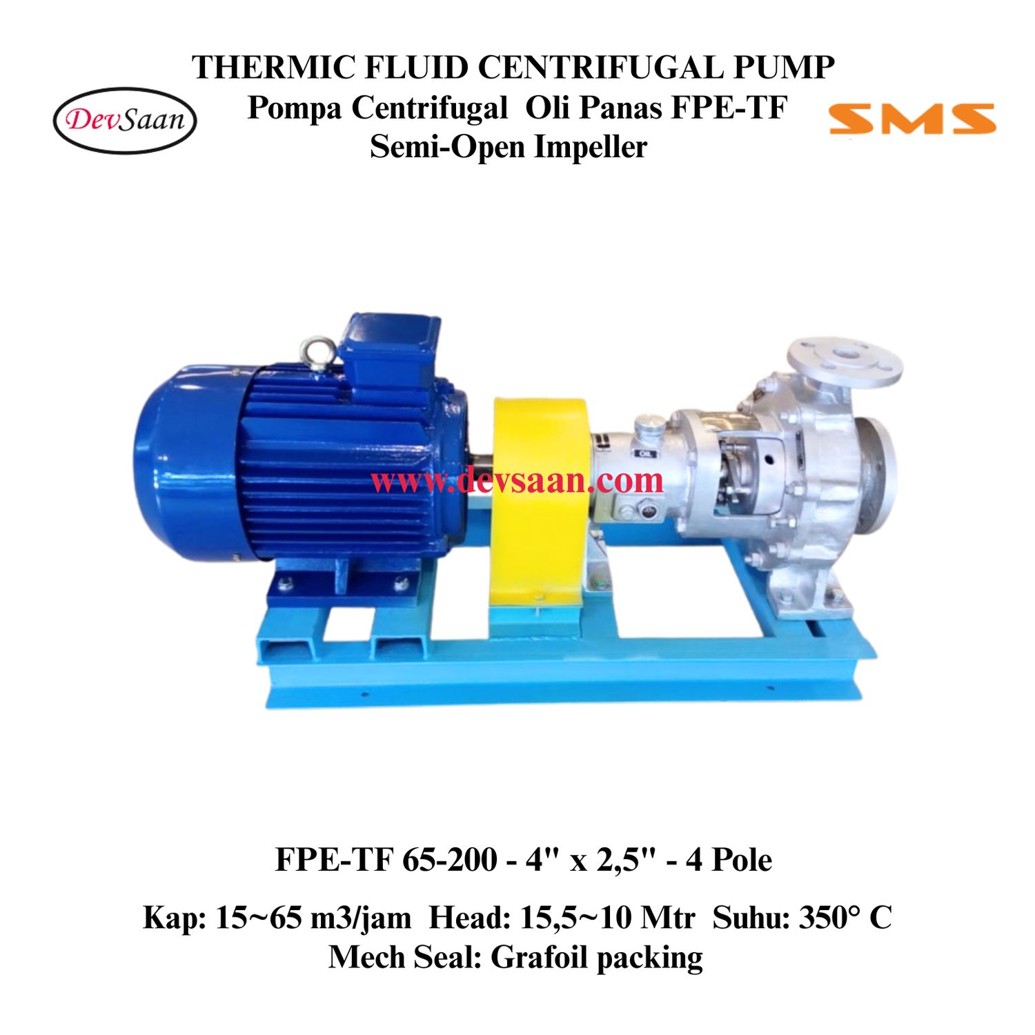 Thermic Fluid Pump FPE-TF 65-200 Pompa Sentrifugal Oli Panas (Complete Set) 4pole