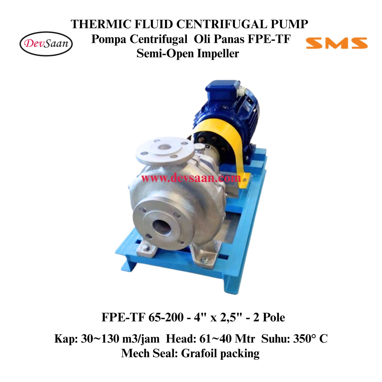 Thermic Fluid Pump FPE-TF 65-200 Pompa Sentrifugal Oli Panas (Complete Set) 2pole