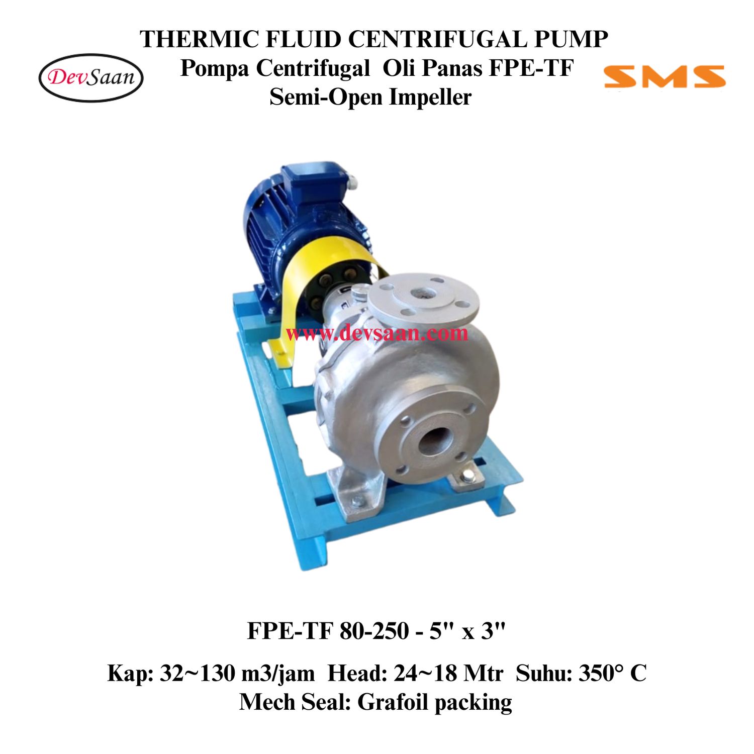 Thermic Fluid Pump FPE-TF 80-250 HDB Pompa Sentrifugal Oli Panas (Complete Set) 4pole