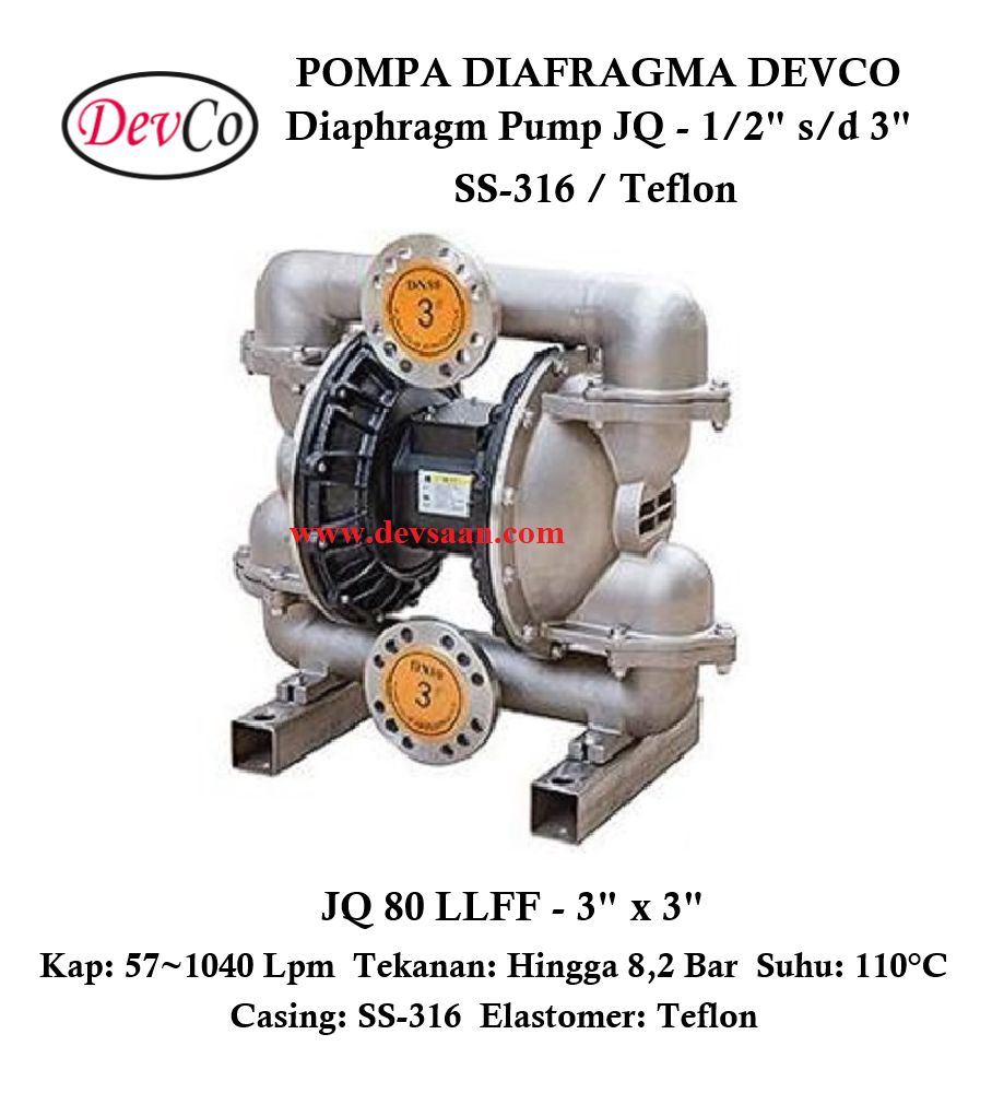 Diaphragm Pump JQ 80 LLFF Pompa Diafragma Devco 3" Diaphragm Pump JQ 80 LLFF Pompa Diafragma Devco 3"