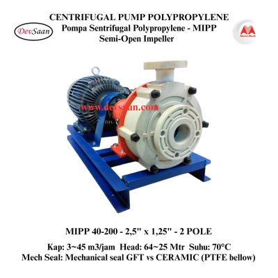 Centrifugal Pump Polypropylene MIPP 40-200 Pompa Sentrifugal (Complete Set) 2pole