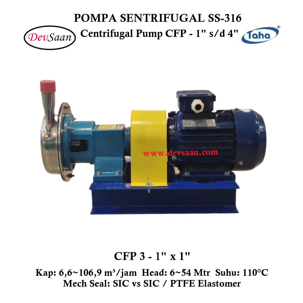 Centrifugal Pump SS-316 CFP-3 Pompa Sentrifugal (Complete Set) 2pole