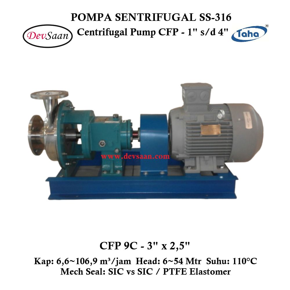 Centrifugal Pump SS-316 CFP-9C Pompa Sentrifugal (Complete Set) 2pole