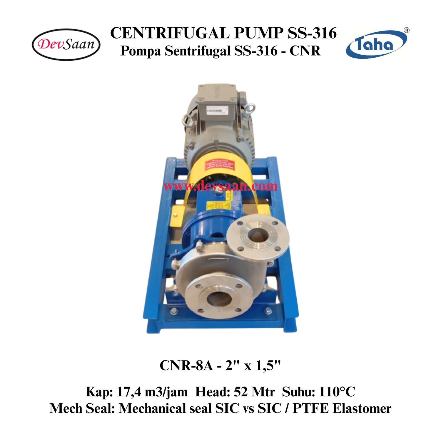 Centrifugal Pump SS-316 CNR-8A Pompa Sentrifugal (Complete Set) 2pole