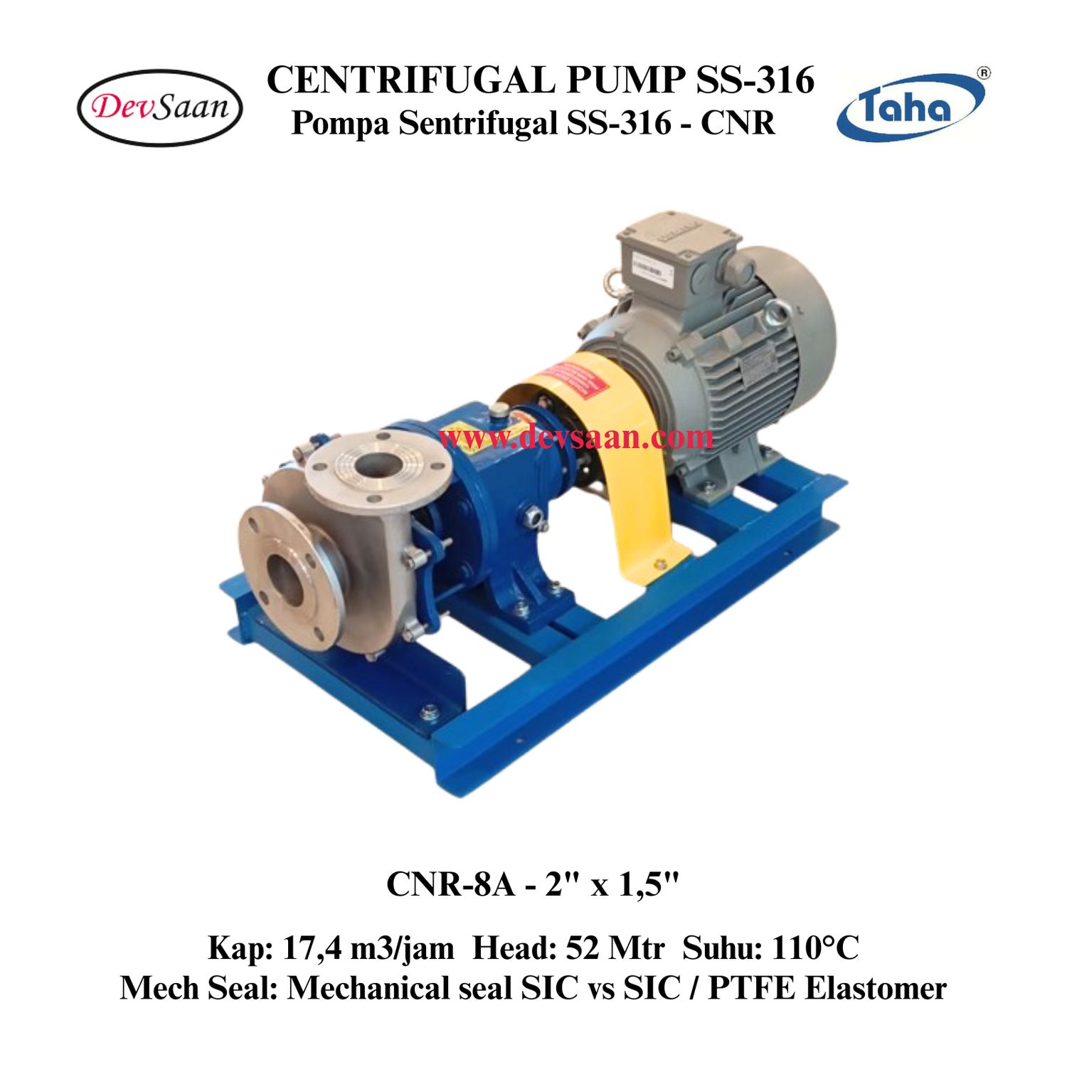 Centrifugal Pump SS-316 CNR-8A Pompa Sentrifugal (Complete Set) 2pole