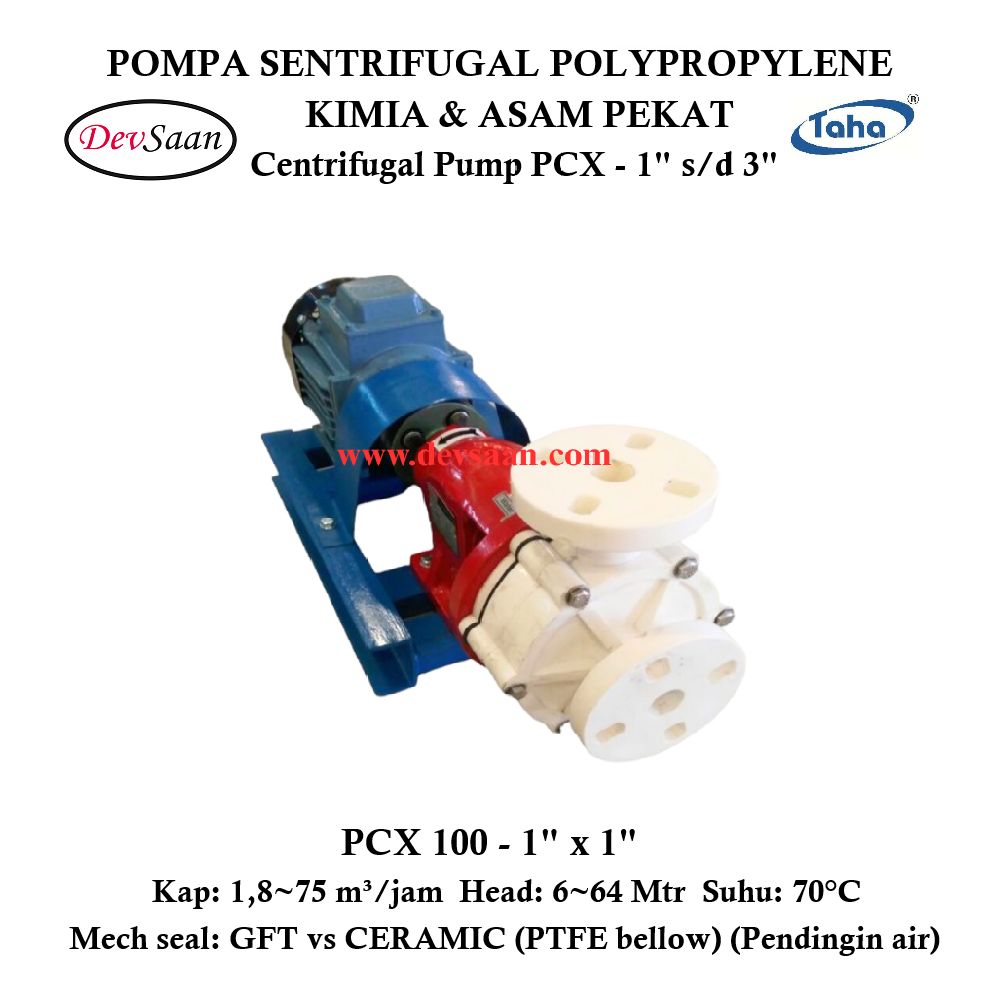 Centrifugal Pump Polypropylene PCX-100 Pompa Sentrifugal (Complete Set) 2pole
