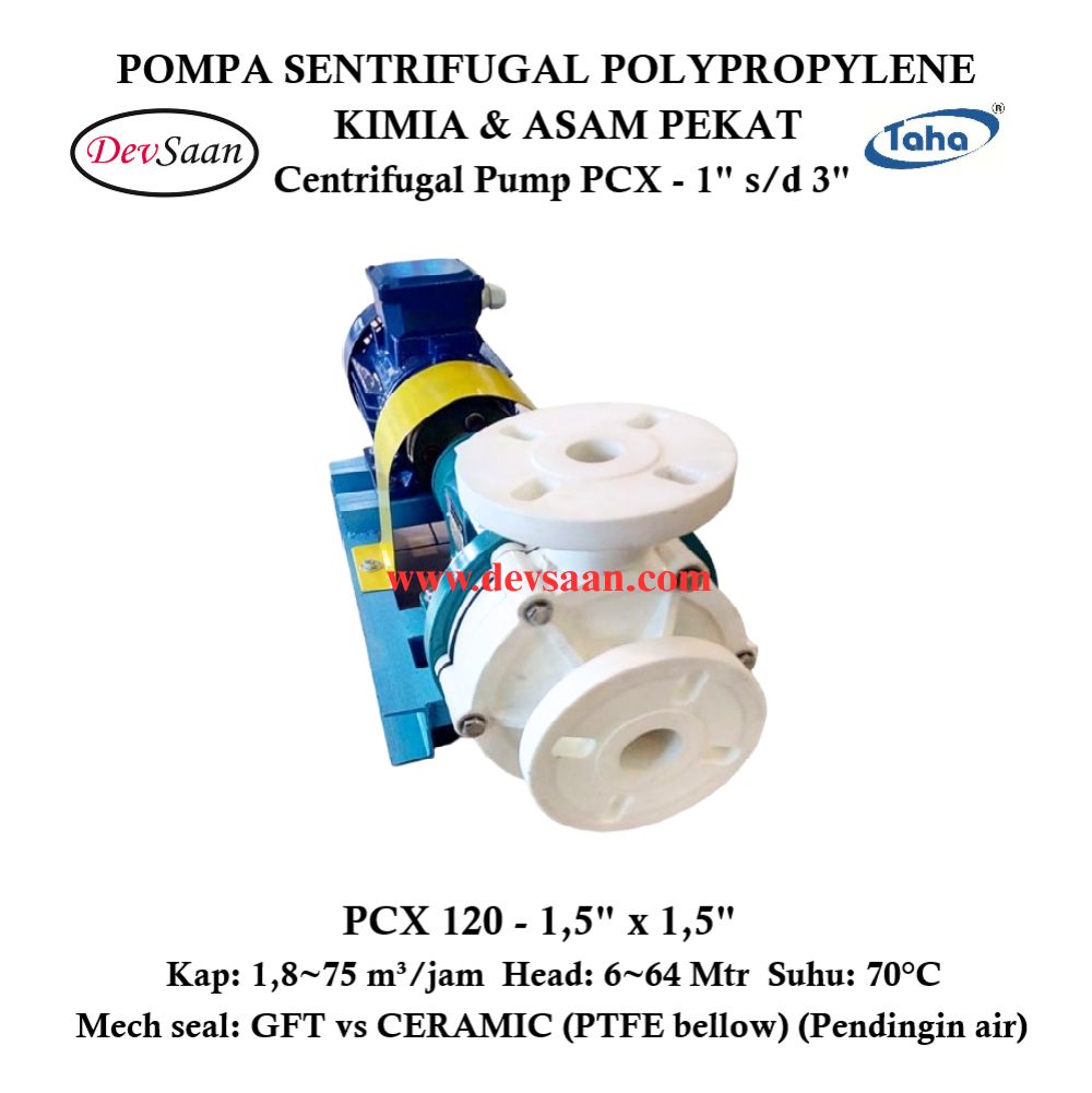 Centrifugal Pump Polypropylene PCX-120 Pompa Sentrifugal (Complete Set) 2pole