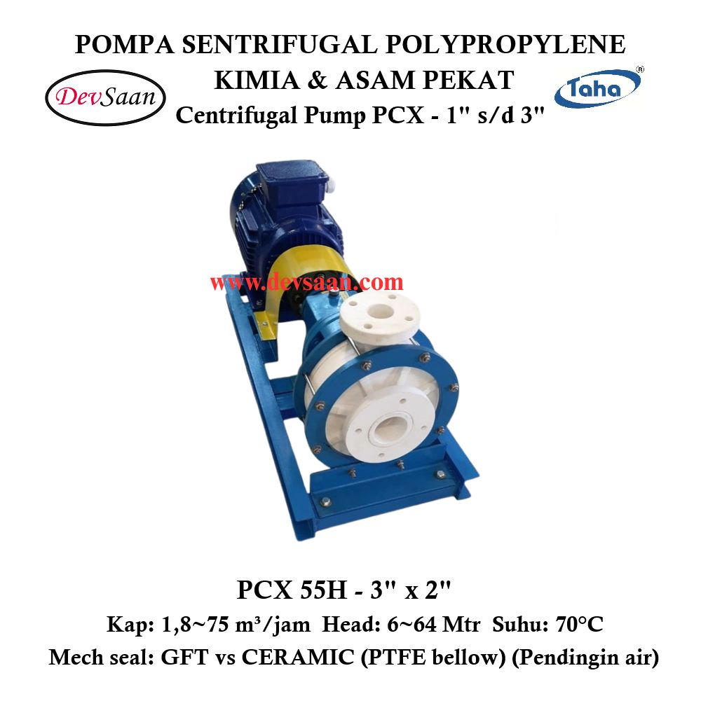 Centrifugal Pump Polypropylene PCX-55H Pompa Sentrifugal (Complete Set) 2pole