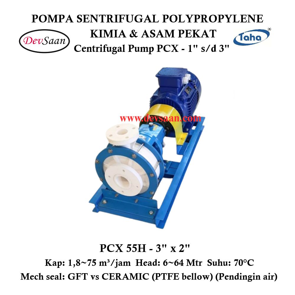 Centrifugal Pump Polypropylene PCX-55H Pompa Sentrifugal (Complete Set) 2pole