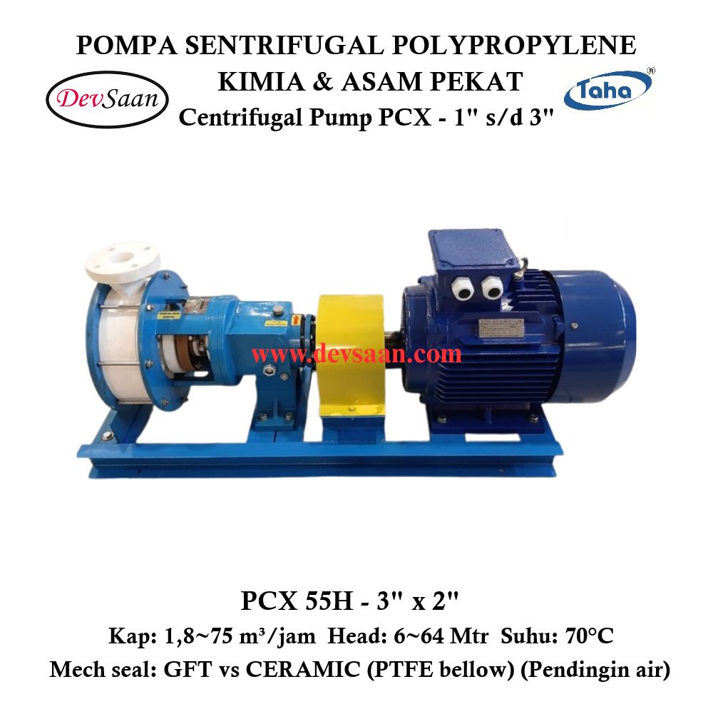 Centrifugal Pump Polypropylene PCX-55H Pompa Sentrifugal (Complete Set) 2pole