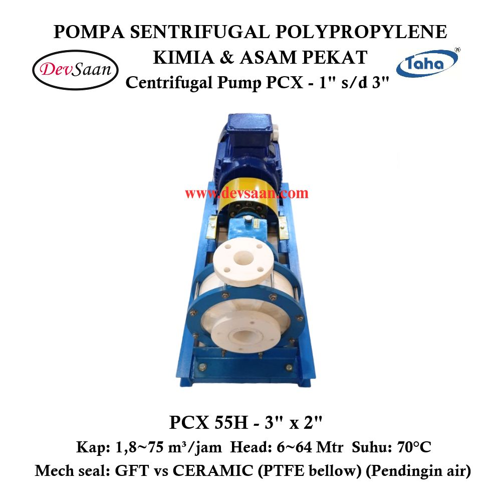 Centrifugal Pump Polypropylene PCX-55H Pompa Sentrifugal (Complete Set) 2pole