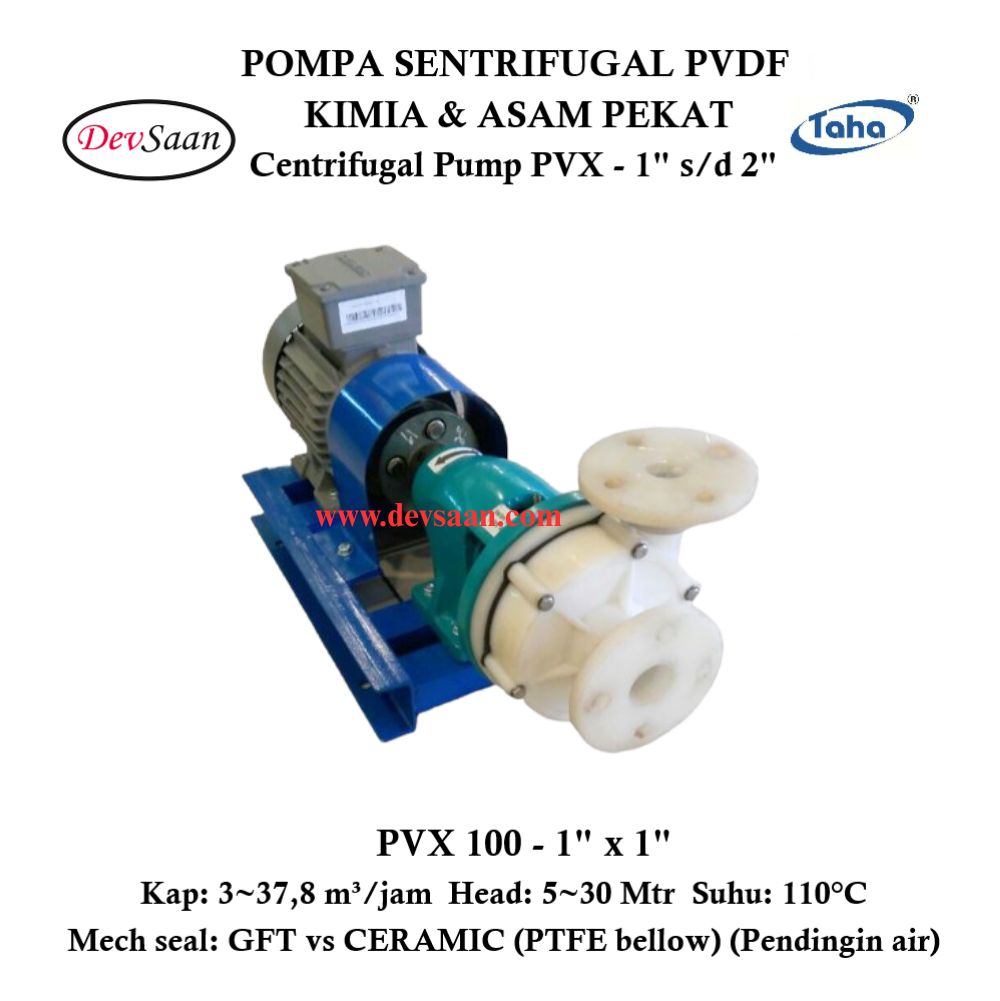 Centrifugal Pump PVDF PVX-100 Pompa Sentrifugal (Complete Set) 2pole