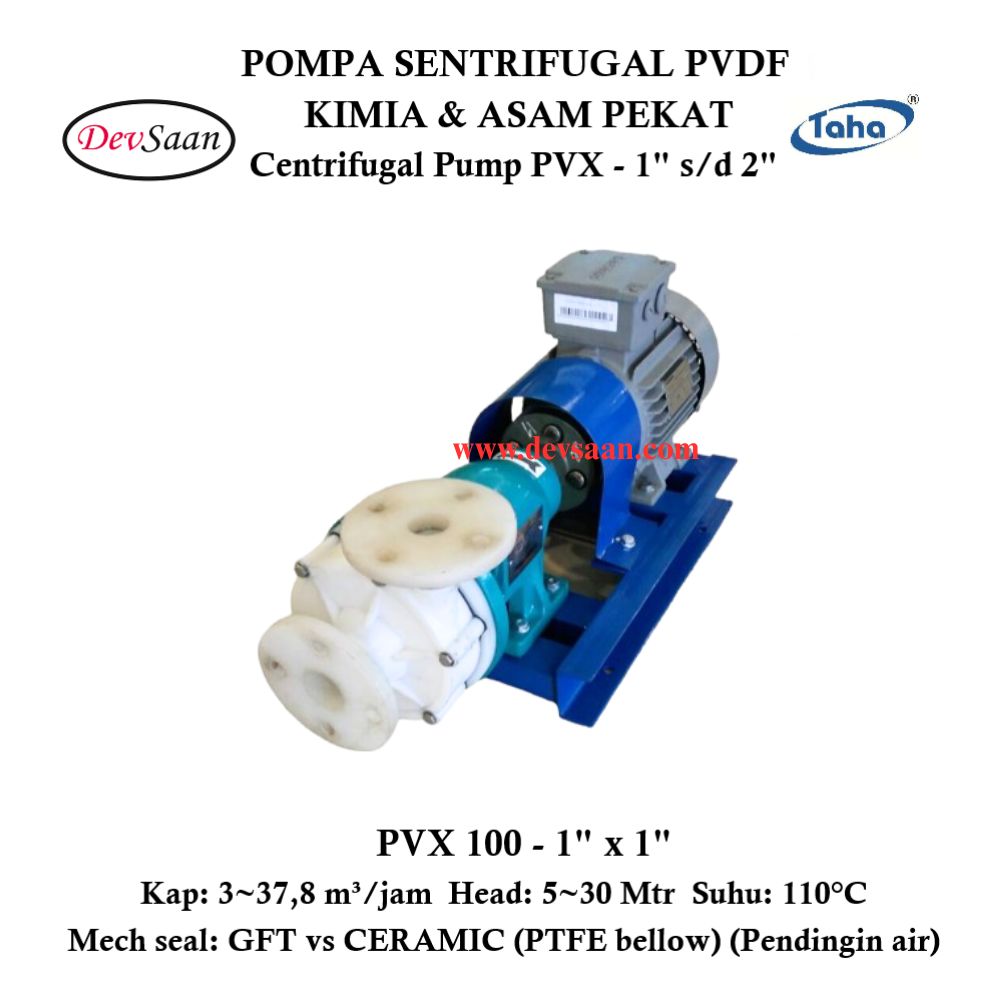 Centrifugal Pump PVDF PVX-100 Pompa Sentrifugal (Complete Set) 2pole