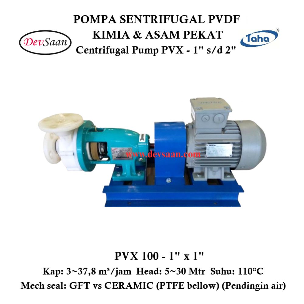 Centrifugal Pump PVDF PVX-100 Pompa Sentrifugal (Complete Set) 2pole