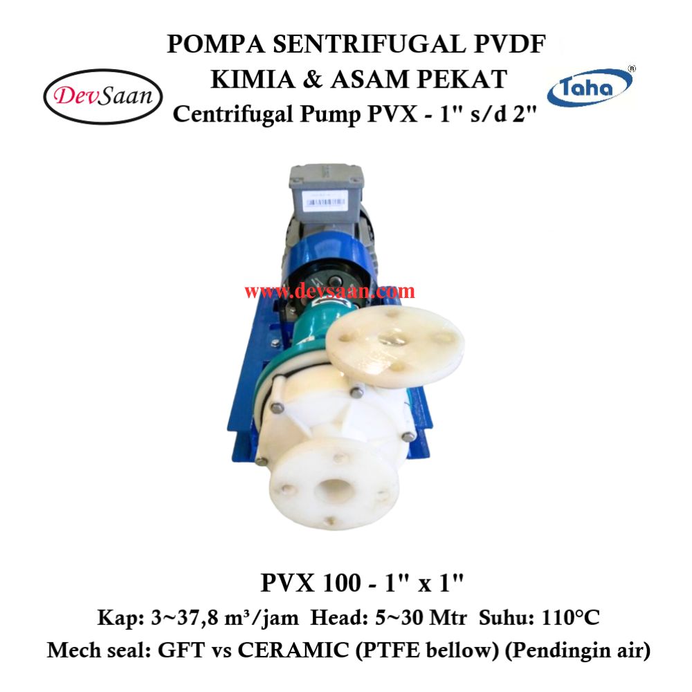 Centrifugal Pump PVDF PVX-100 Pompa Sentrifugal (Complete Set) 2pole