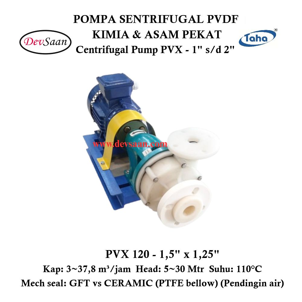 Centrifugal Pump PVDF PVX-120 Pompa Sentrifugal (Complete Set) 2pole
