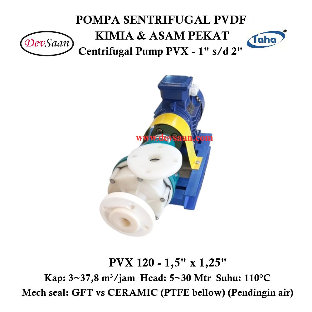 Centrifugal Pump PVDF PVX-120 Pompa Sentrifugal (Complete Set) 2pole