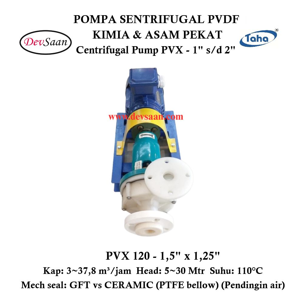Centrifugal Pump PVDF PVX-120 Pompa Sentrifugal (Complete Set) 2pole