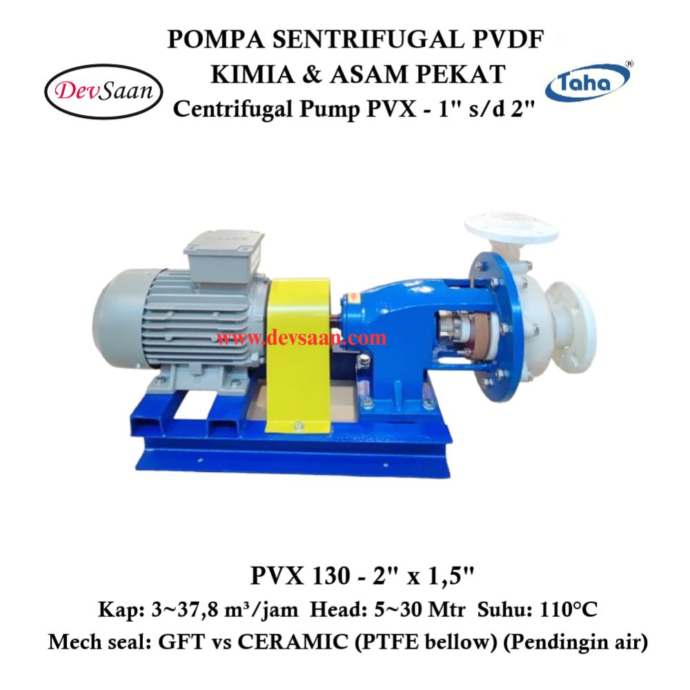 Centrifugal Pump PVDF PVX-130 Pompa Sentrifugal (Complete Set) 2pole