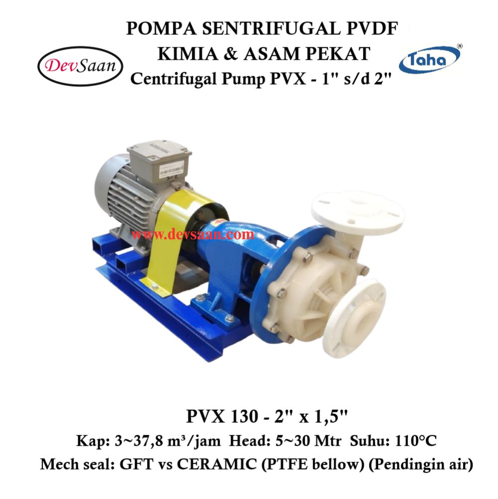 Centrifugal Pump PVDF PVX-130 Pompa Sentrifugal (Complete Set) 2pole
