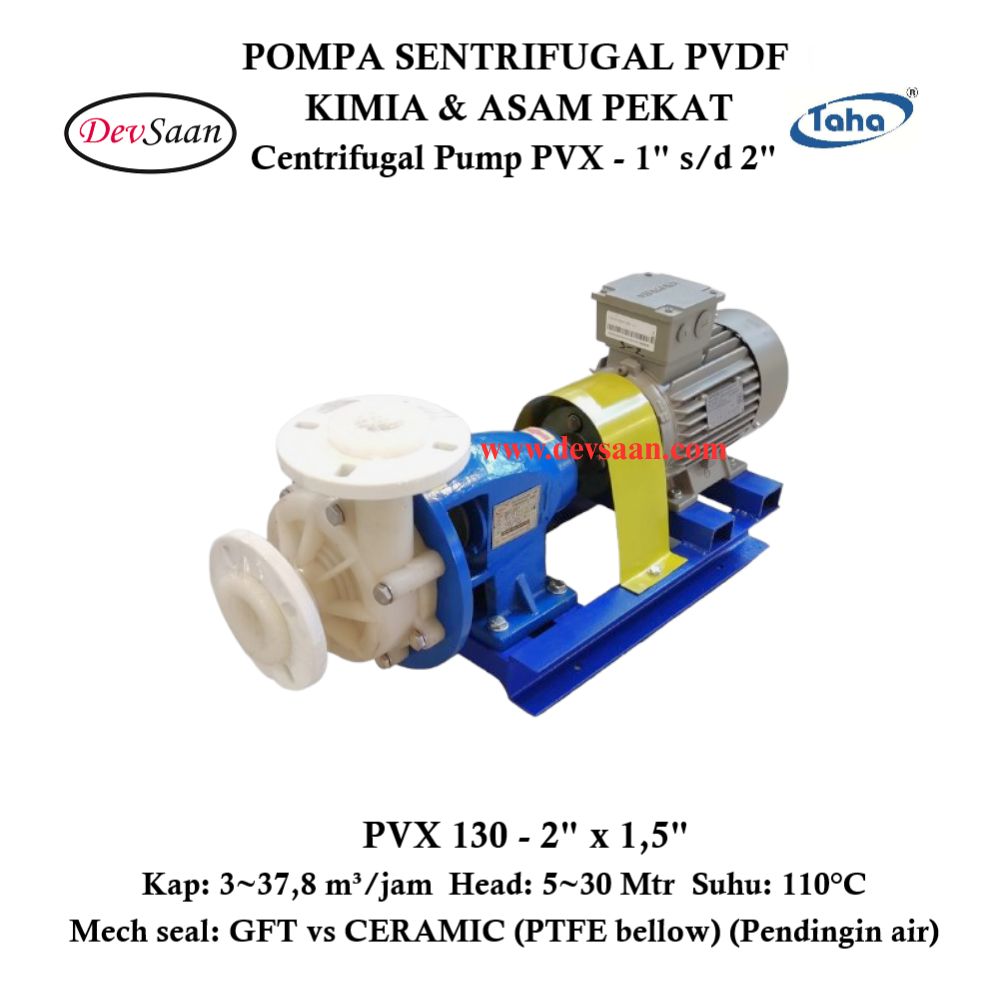 Centrifugal Pump PVDF PVX-130 Pompa Sentrifugal (Complete Set) 2pole