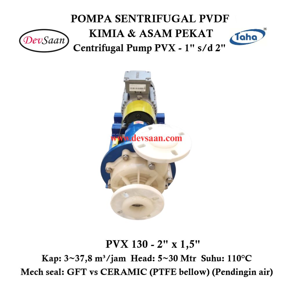 Centrifugal Pump PVDF PVX-130 Pompa Sentrifugal (Complete Set) 2pole