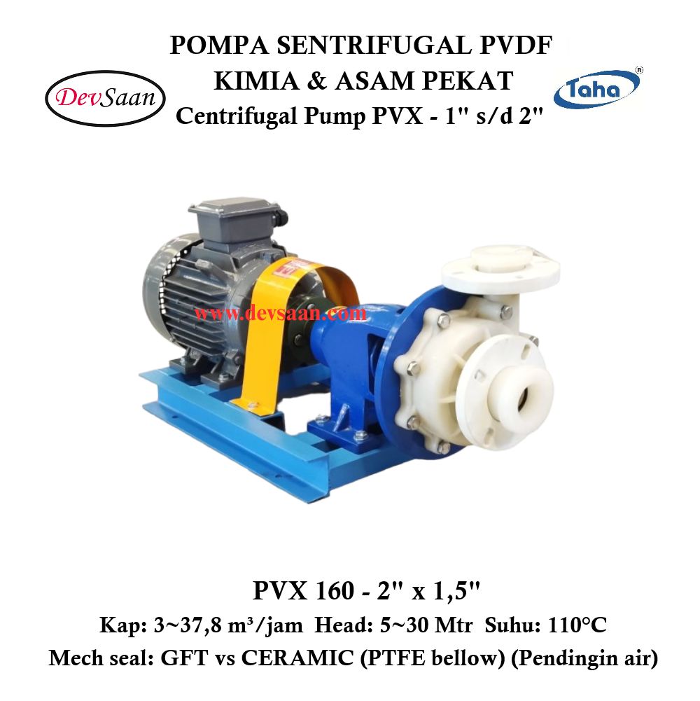 Centrifugal Pump PVDF PVX-160 Pompa Sentrifugal (Complete Set) 2pole
