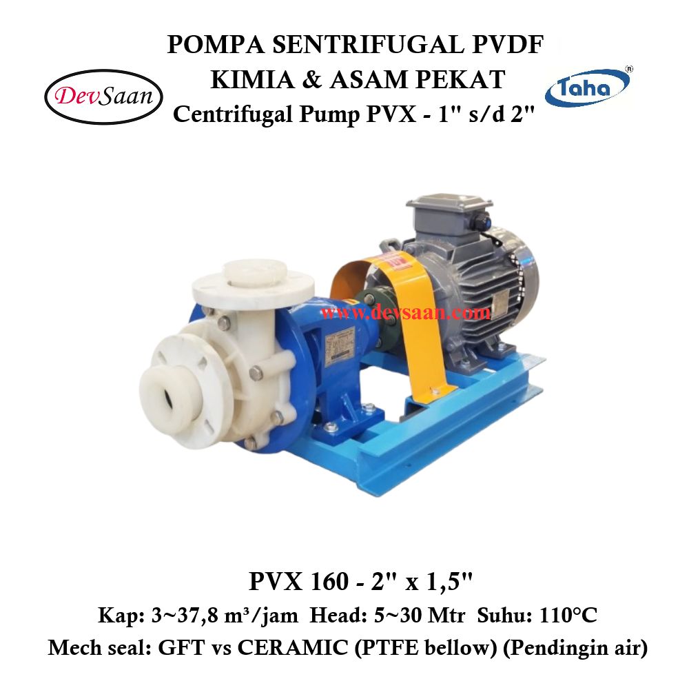 Centrifugal Pump PVDF PVX-160 Pompa Sentrifugal (Complete Set) 2pole