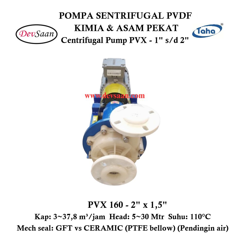 Centrifugal Pump PVDF PVX-160 Pompa Sentrifugal (Complete Set) 2pole