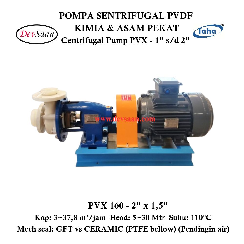 Centrifugal Pump PVDF PVX-160 Pompa Sentrifugal (Complete Set) 2pole