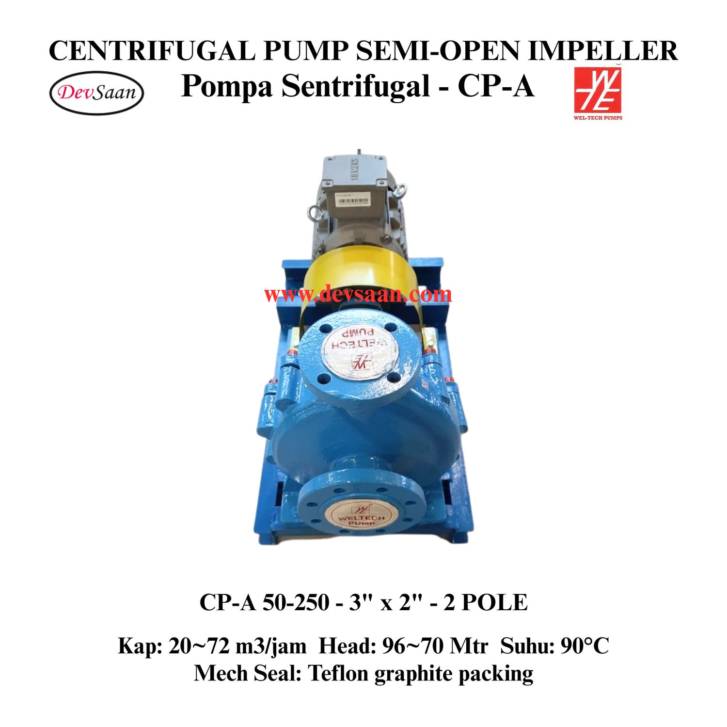 Centrifugal Pump Semi-Open Impeller CP-A 50-250 Pompa Sentrifugal (Complete Set) 2pole